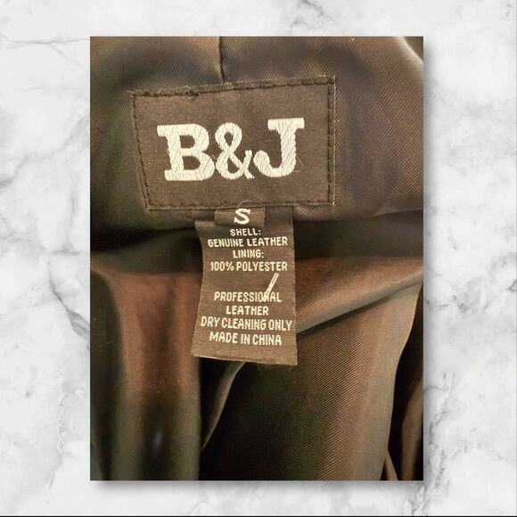 B&J Genuine Leather Two-Tone Black & Tan Zip Front Jacket Women’s Small - Picture 3 of 8
